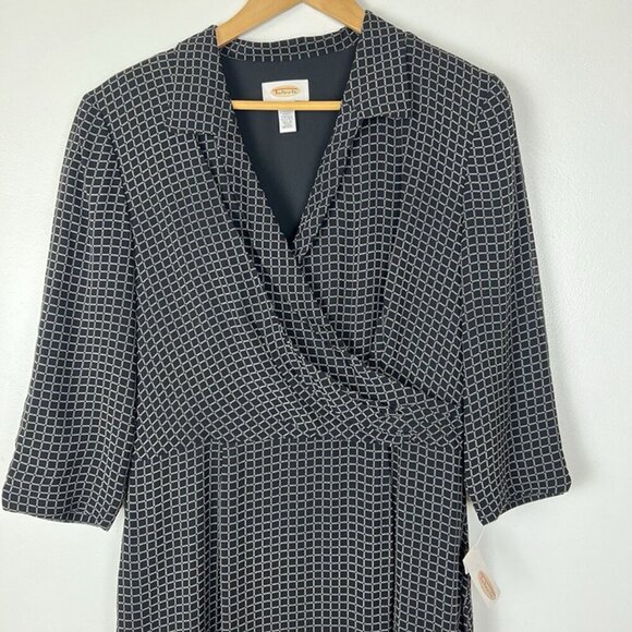 NWT Vintage Talbots Dress Black Faux Wrap Pleated Dress Sz 10 Career Office Wear - Picture 4 of 11